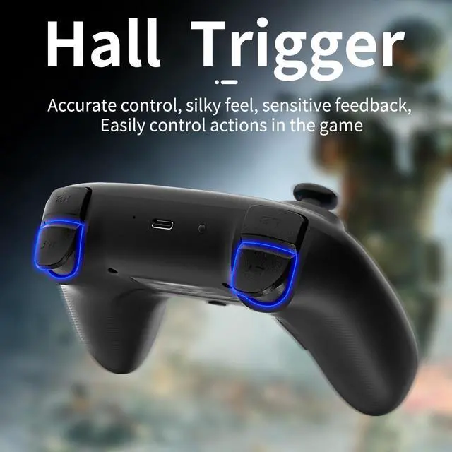 Alt view image 3 of 7 - Doriteney RG P01 Wireless Gaming Controller Compatible with Switch Game Controllers RG P01 2.4G Controller Gamepad for Bluetooth/PC/Steam/iOS/Android/Switch Hall Effect RGB Lights