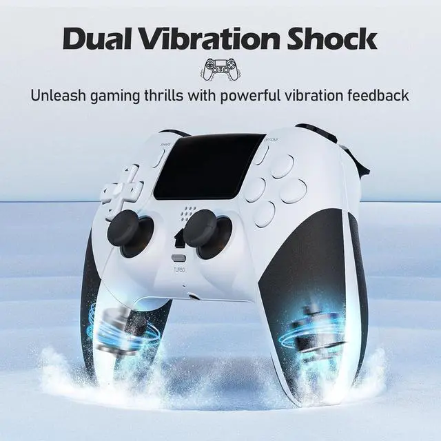 Alt view image 5 of 7 - CHEREEKI Wireless Controller for PS4 with 2 Macro Buttons, 3.5mm Audio and Turbo Function, 6-Axis Motion Control, Dual Vibration, Gamepad Joystick for PS-4, Compatible with PS-4, Slim, Pro