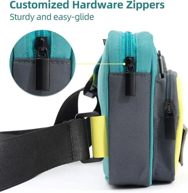 Alt view image 3 of 7 - GeekShare Large Capacity Multifunctional Switch/OLED Travel Carrying Case - Color Contrast Laser Messenger Bag Compatible With Nintendo Switch - Portable Storage Bag for Game Accessories