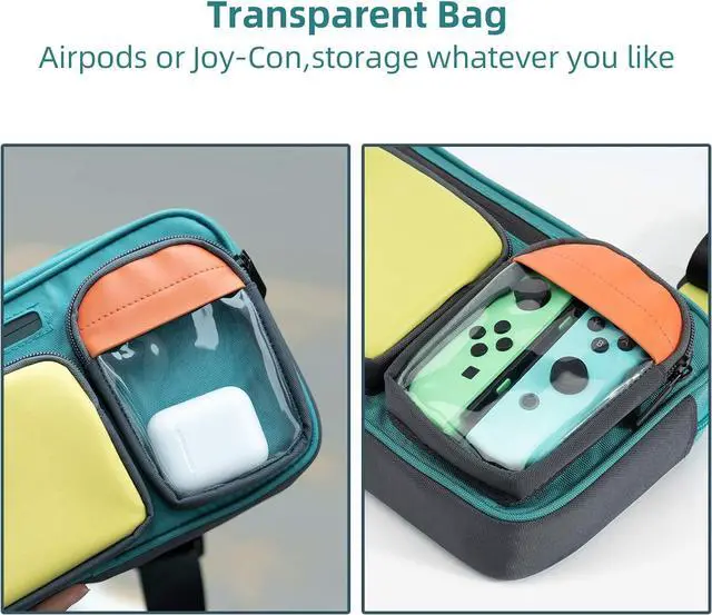 Alt view image 4 of 7 - GeekShare Large Capacity Multifunctional Switch/OLED Travel Carrying Case - Color Contrast Laser Messenger Bag Compatible With Nintendo Switch - Portable Storage Bag for Game Accessories