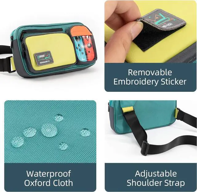 Alt view image 5 of 7 - GeekShare Large Capacity Multifunctional Switch/OLED Travel Carrying Case - Color Contrast Laser Messenger Bag Compatible With Nintendo Switch - Portable Storage Bag for Game Accessories