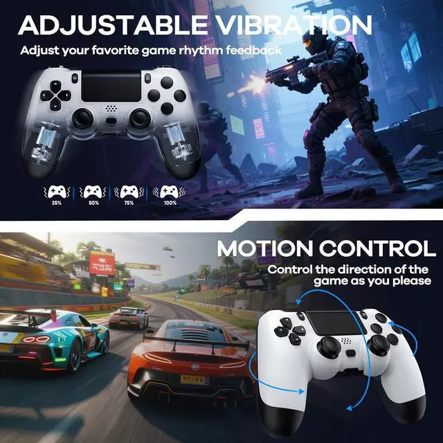 Alt view image 5 of 7 - 2 Pack Controller with Charger Dock for PS4 Wireless Game Controller, with LED Charging Dock Station, 2 USB Cable