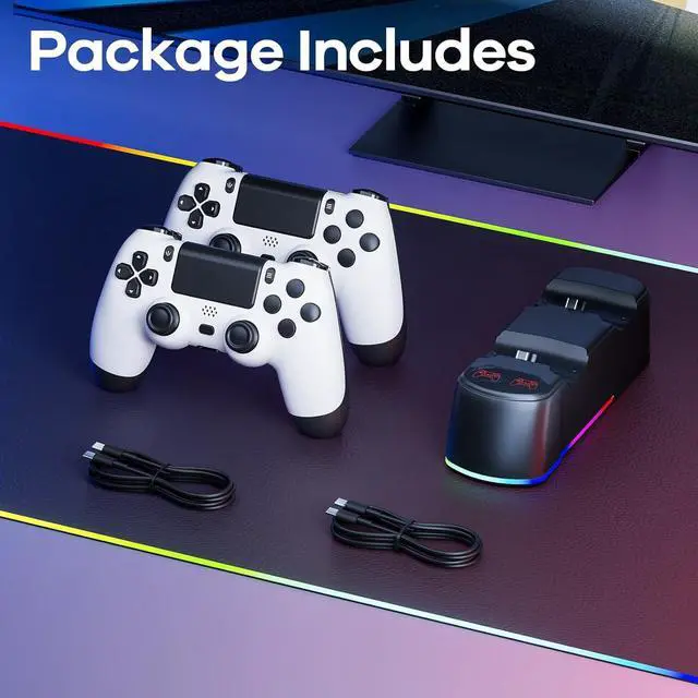 Alt view image 6 of 7 - 2 Pack Controller with Charger Dock for PS4 Wireless Game Controller, with LED Charging Dock Station, 2 USB Cable