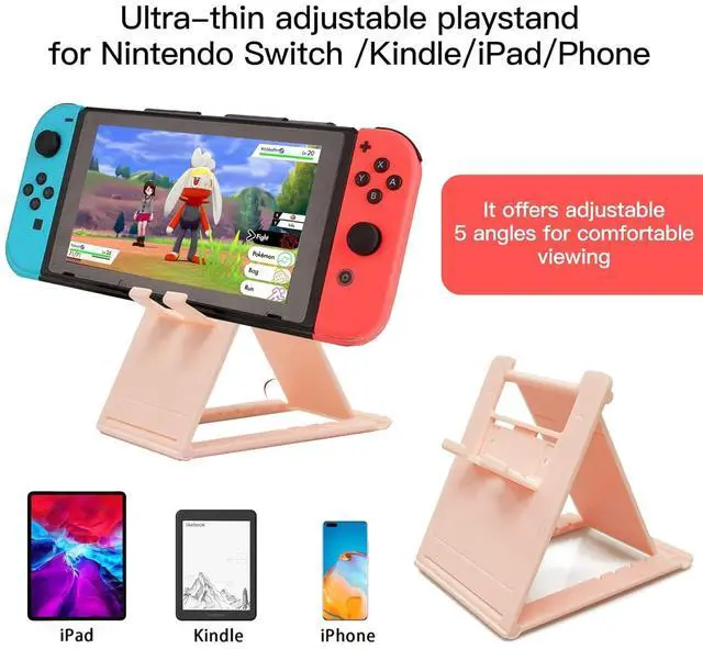 Alt view image 6 of 7 - Pink Travel Carrying Case Accessories Kit Compatible with Nintendo Switch OLED.Pink Switch OLED Hard Protective Cover,Adjustable Stand,Screen Protector & Cute Thumb Grips 10 in 1 Gift.
