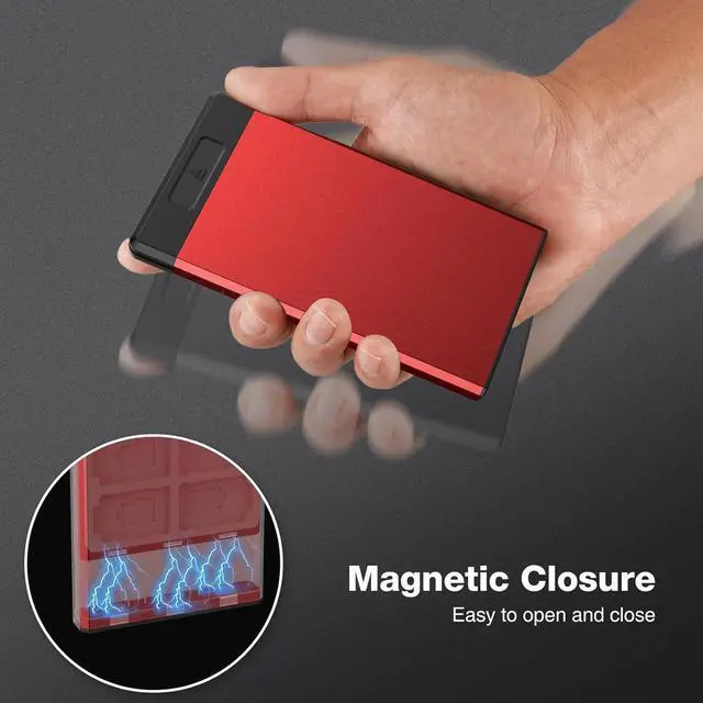 Alt view image 3 of 7 - HEIYING Switch Game Card Case for Nintendo Switch 2 2025 / OLED / Lite Games Cards, Metal Game Storage Holder with 20 Games Card Slots and 20 Micro SD Cards Slots