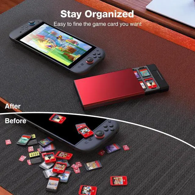 Alt view image 5 of 7 - HEIYING Switch Game Card Case for Nintendo Switch 2 2025 / OLED / Lite Games Cards, Metal Game Storage Holder with 20 Games Card Slots and 20 Micro SD Cards Slots