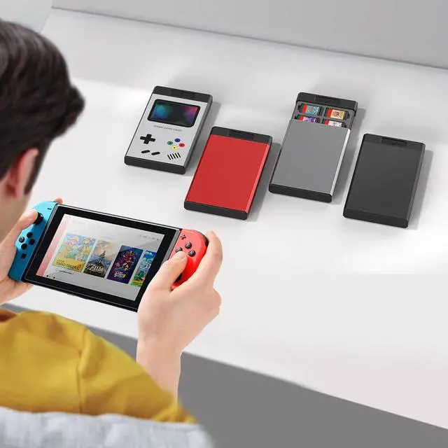 Alt view image 7 of 7 - HEIYING Switch Game Card Case for Nintendo Switch 2 2025 / OLED / Lite Games Cards, Metal Game Storage Holder with 20 Games Card Slots and 20 Micro SD Cards Slots