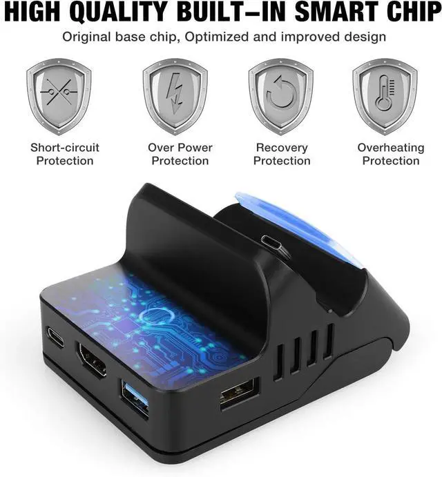Alt view image 6 of 7 - Switch TV Dock Docking Station Compatible with Nintendo Switch/Switch OLED Model, Portable Switch Base Charging Adapter Cradle with HDMI and USB3.0 Port