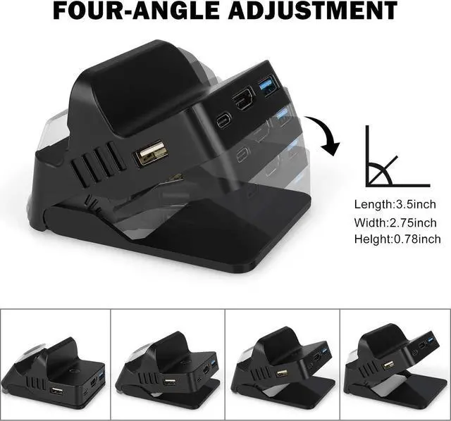 Alt view image 7 of 7 - Switch TV Dock Docking Station Compatible with Nintendo Switch/Switch OLED Model, Portable Switch Base Charging Adapter Cradle with HDMI and USB3.0 Port