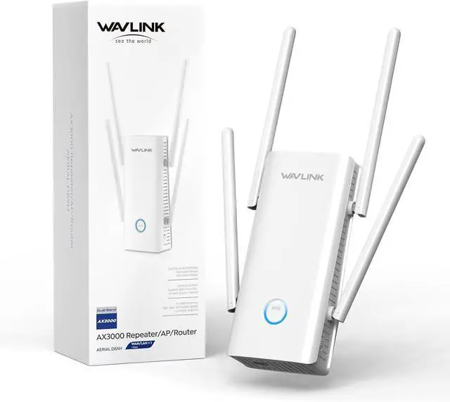 Main image of WAVLINK AX3000 WiFi 6 Extender - Internet Extender WiFi Booster with 5 High-Gain Antennas & Beamforming, Dual Band Whole Home Coverage, Gigabit Port, Repeater/AP/Router Mode for 256 Devices