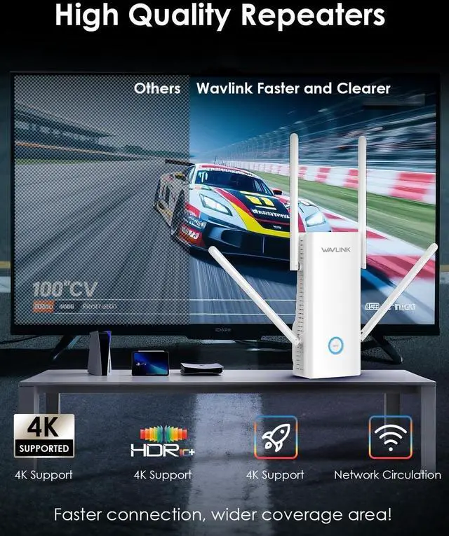 Alt view image 4 of 7 - WAVLINK AX3000 WiFi 6 Extender - Internet Extender WiFi Booster with 5 High-Gain Antennas & Beamforming, Dual Band Whole Home Coverage, Gigabit Port, Repeater/AP/Router Mode for 256 Devices