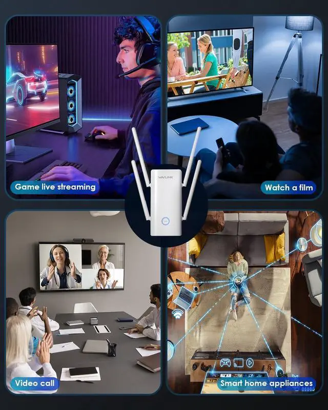 Alt view image 6 of 7 - WAVLINK AX3000 WiFi 6 Extender - Internet Extender WiFi Booster with 5 High-Gain Antennas & Beamforming, Dual Band Whole Home Coverage, Gigabit Port, Repeater/AP/Router Mode for 256 Devices