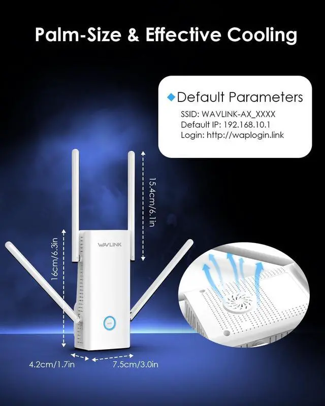 Alt view image 7 of 7 - WAVLINK AX3000 WiFi 6 Extender - Internet Extender WiFi Booster with 5 High-Gain Antennas & Beamforming, Dual Band Whole Home Coverage, Gigabit Port, Repeater/AP/Router Mode for 256 Devices