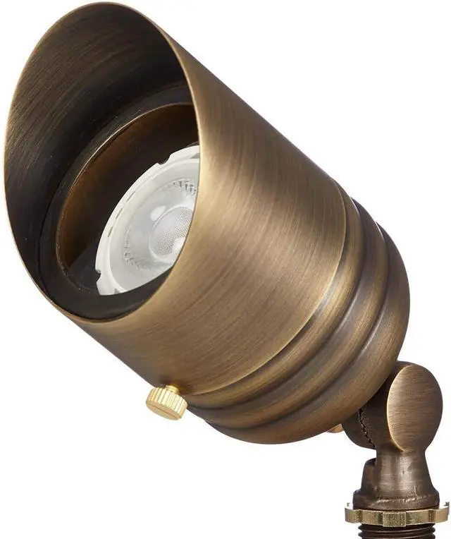 Alt view image 3 of 7 - VOLT Fat Boy 12V Brass Outdoor Spotlight (Bronze) for Low Voltage Landscape Lighting of Yard, Lawn, Garden, Patio, Trees & House
