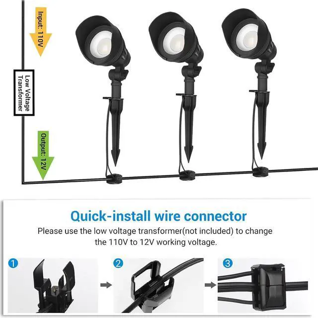 Alt view image 4 of 7 - DEWENWILS LED Low Voltage Landscape Lights, 14W 540LM 3000K 12V Aluminum Outdoor Spotlight, IP65 Waterproof Landscape Lighting for Yard, Garden, House, Tree, Lawn, 4 Pack