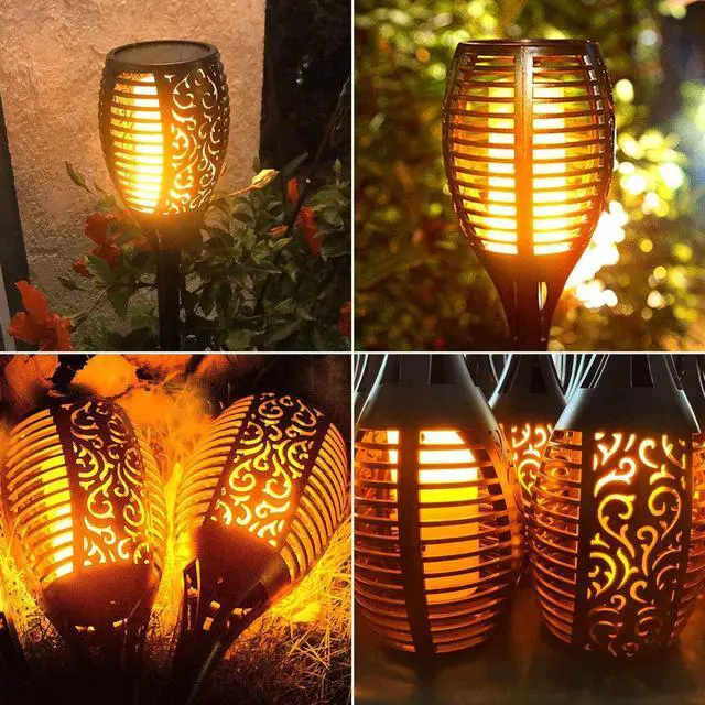Alt view image 7 of 7 - Large Size Solar Torch Light with Flickering Flame, Fire Effect Garden Lights Outdoor, IP65 Waterproof Tiki Torches for Pathway Yard Decor, Auto On/Off - Landscape Lighting (8 Pack)