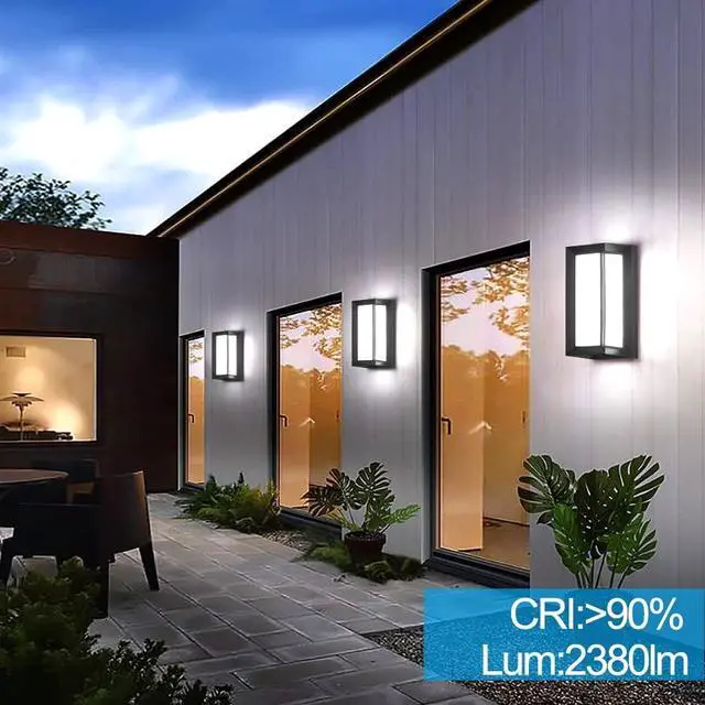 Alt view image 4 of 6 - Sytmhoe Porch Lights Outdoor Wall Sconce, 24W 2400LM 5000K Modern LED Porch & Patio Lights, Aluminum Exterior Light Fixture Matt Black IP65 Waterproof for Hallway House Backyard Garage Lighting.
