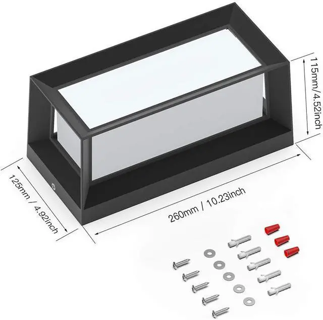 Alt view image 5 of 6 - Sytmhoe Porch Lights Outdoor Wall Sconce, 24W 2400LM 5000K Modern LED Porch & Patio Lights, Aluminum Exterior Light Fixture Matt Black IP65 Waterproof for Hallway House Backyard Garage Lighting.