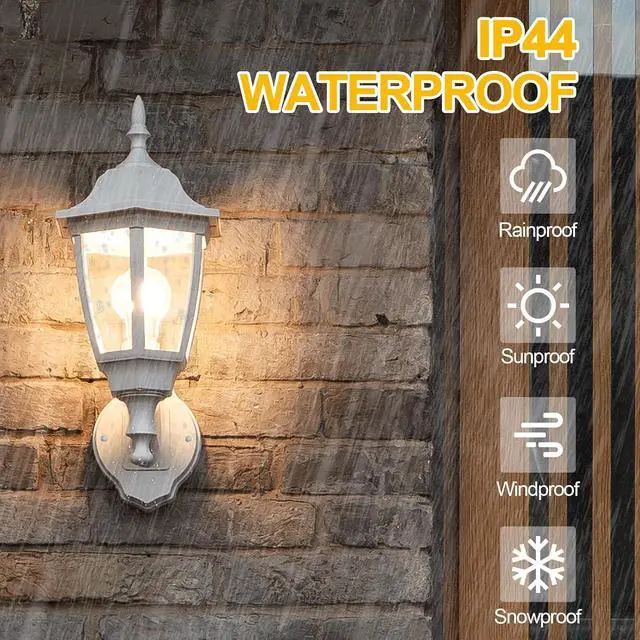 Alt view image 5 of 7 - FUDESY Outdoor Wall Light Dusk to Dawn, Porch Sensor Light White Plastic Anti-Corrosion with LED Edison Filament Bulb, Exterior Mount Lantern for House, Garage (2-Pack)