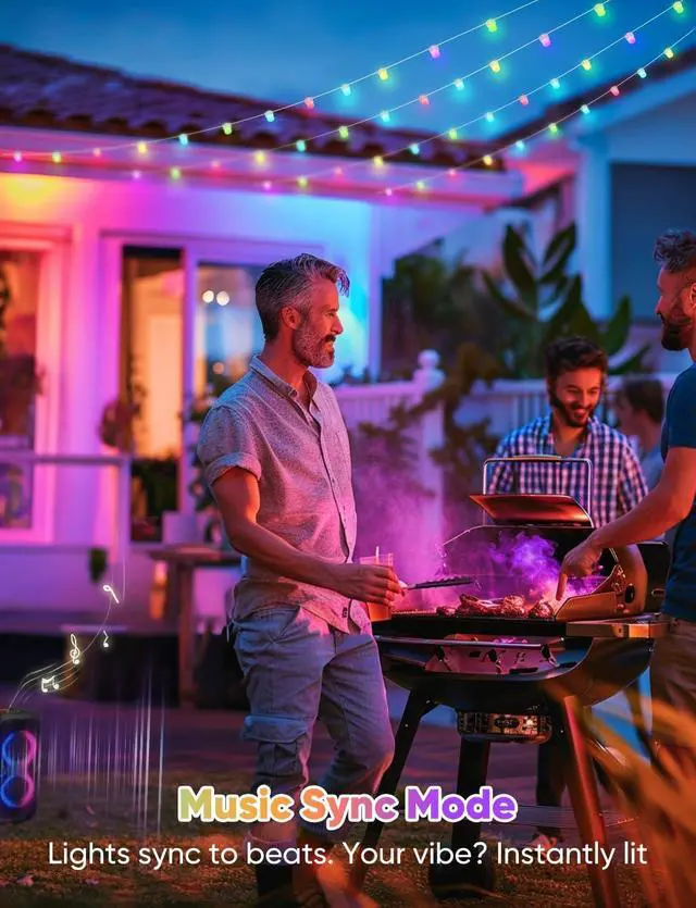 Alt view image 5 of 7 - APPECK Outdoor String Lights 76FT with 200 LEDs, RGB Outdoor Patio Lights