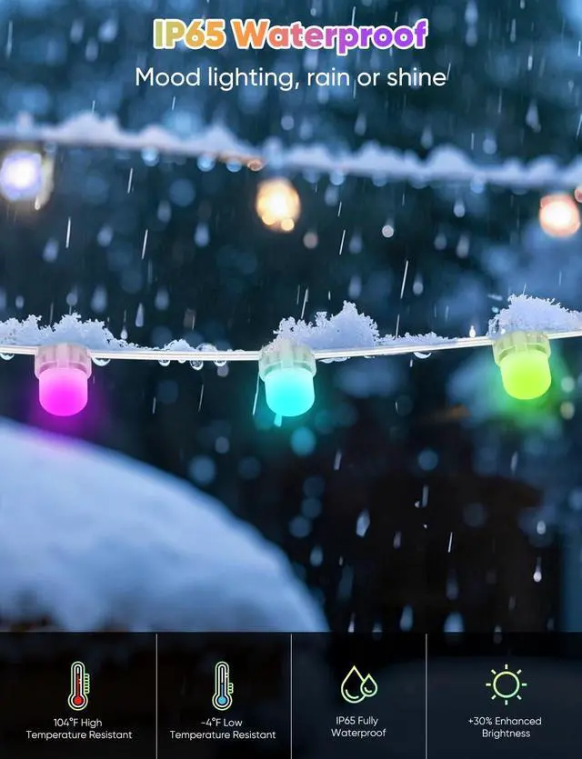 Alt view image 6 of 7 - APPECK Outdoor String Lights 76FT with 200 LEDs, RGB Outdoor Patio Lights