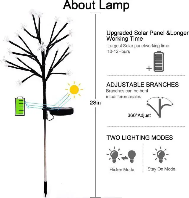 Alt view image 3 of 7 - 6 Pack Solar Lights Outdoor Waterproof, Garden Lights Solar Flowers