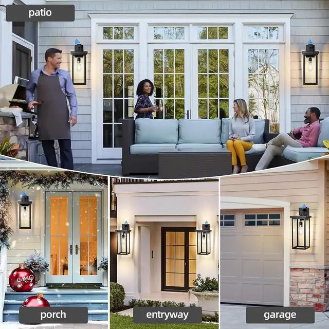 Alt view image 7 of 7 - Large Exterior Lighting Fixtures Modern Wall Lantern,Outdoor Wall Lights with Clear Glass Shade,Outdoor Lamps for Patio Porch,Waterproof Outside Exterior LightsDusk to Dawn 20IN-2 Packs