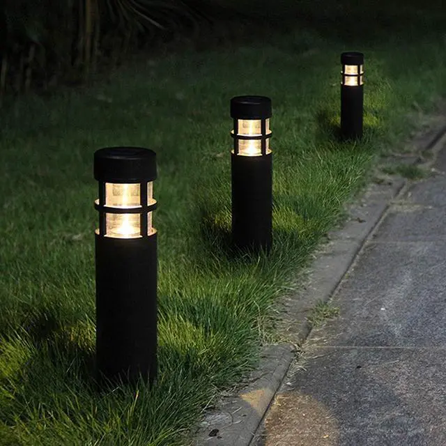 Alt view image 3 of 5 - SUNWIND Solar Garden Lights Outdoor LED Bollard Solar Powered Path Lighting for Patio Pathway Backyard Lawn Landscaping (Black-6 Pack)