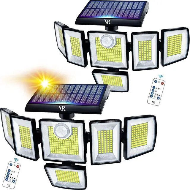 Main image of Solar Motion Sensor Flood Lights Outdoor - 496LEDs 3500LM 3 Lighting Modes 3 Levels Brightness, 6 Heads 360° Illumination, IP65 Solar Security Lights,for Porch Yard Patio Garage(2 Packs)