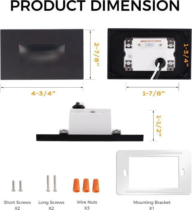 Alt view image 5 of 7 - CLOUDY BAY 12V Low Voltage 3 Color Indoor and Outdoor LED Step Light,3000K/4000K/5000K,Stair Light,Oil Rubbed Bronze,3 Pack, Wet Location(Low Voltage Transformer is Required)