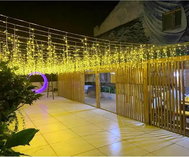 Alt view image 6 of 7 - ZIMINGU Icicle Lights Outdoor, 32.8 FT 400 LED 8 Modes Christmas String Fairy Lights with 80 Drops, Twinkle Waterproof Connectable for Roof Balcony Business Park Decor, Warm White, 10M