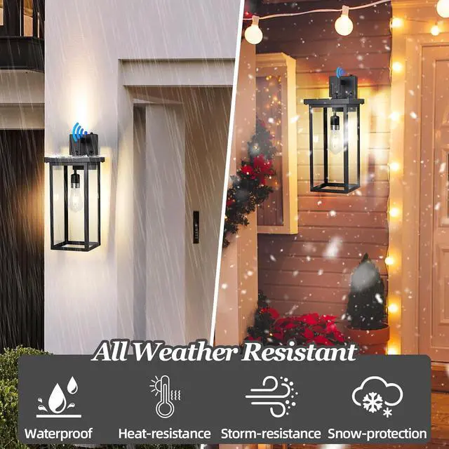 Alt view image 3 of 7 - Large Exterior Lighting Fixtures Modern Wall Lantern,Outdoor Wall Lights with Clear Glass Shade,Outdoor Lamps for Patio Porch,Waterproof Outside Exterior LightsDusk to Dawn 20IN-2 Packs