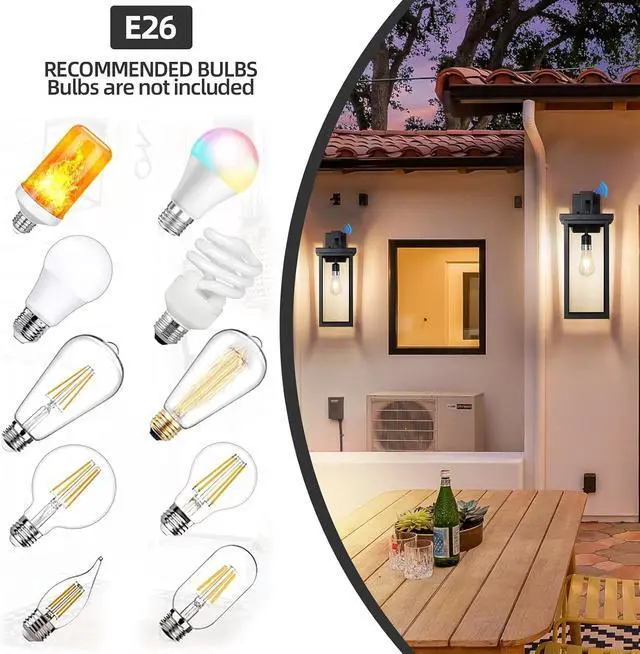 Alt view image 6 of 7 - Large Exterior Lighting Fixtures Modern Wall Lantern,Outdoor Wall Lights with Clear Glass Shade,Outdoor Lamps for Patio Porch,Waterproof Outside Exterior LightsDusk to Dawn 20IN-2 Packs