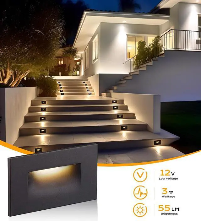 Alt view image 7 of 7 - CLOUDY BAY 12V Low Voltage 3 Color Indoor and Outdoor LED Step Light,3000K/4000K/5000K,Stair Light,Oil Rubbed Bronze,3 Pack, Wet Location(Low Voltage Transformer is Required)