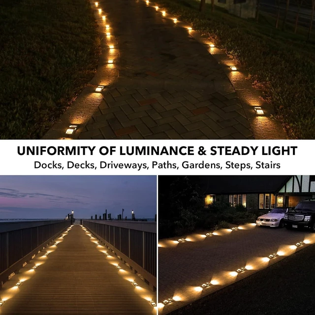 Alt view image 3 of 7 - 12 Pack Waterproof Solar Driveway Lights for Outdoor Deck, Dock & Marine