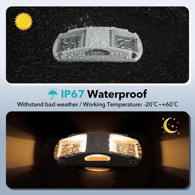 Alt view image 5 of 7 - 12 Pack Waterproof Solar Driveway Lights for Outdoor Deck, Dock & Marine
