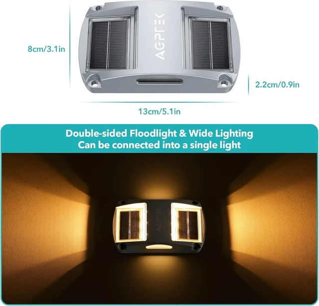 Alt view image 7 of 7 - 12 Pack Waterproof Solar Driveway Lights for Outdoor Deck, Dock & Marine