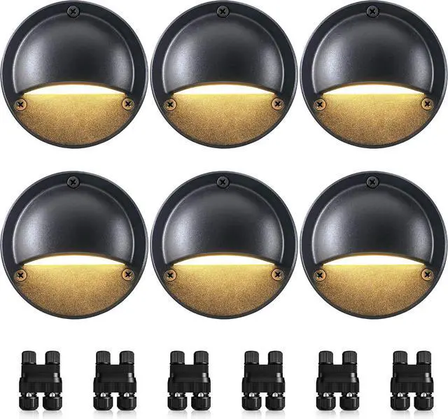 Main image of SUNVIE 5W LED Low Voltage Deck Lights, 12-24V Step Lights Outdoor with Fastlock2 Wire Connectors, Low Voltage Landscape Lighting 3000K Warm White Deck Stair Light Waterproof for Fence Post, 6 Pack