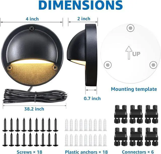 Alt view image 7 of 7 - SUNVIE 5W LED Low Voltage Deck Lights, 12-24V Step Lights Outdoor with Fastlock2 Wire Connectors, Low Voltage Landscape Lighting 3000K Warm White Deck Stair Light Waterproof for Fence Post, 6 Pack