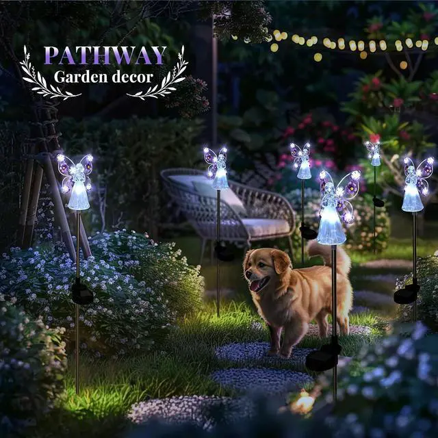 Alt view image 2 of 6 - GIGALUMI 2 Pack Angel Solar Lights Outdoor Garden Decor Yard Art