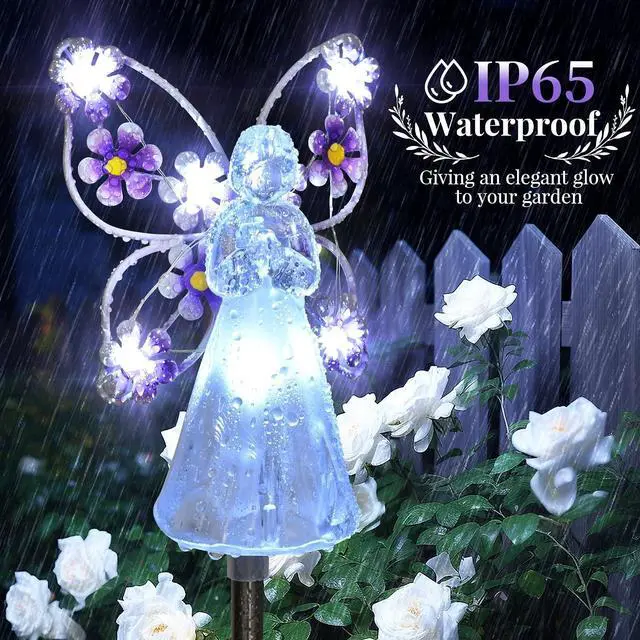 Alt view image 3 of 6 - GIGALUMI 2 Pack Angel Solar Lights Outdoor Garden Decor Yard Art
