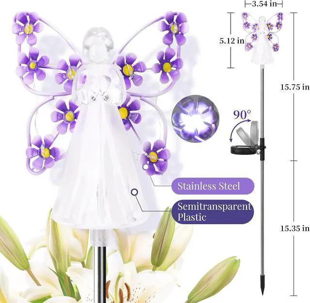Alt view image 4 of 6 - GIGALUMI 2 Pack Angel Solar Lights Outdoor Garden Decor Yard Art