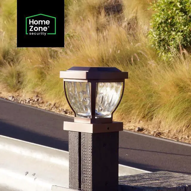 Alt view image 2 of 7 - Home Zone Living 2PK Solar Post Cap Lights, Decorative Glass, Bronze, 4x4
