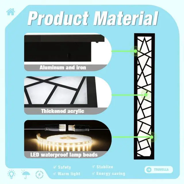 Alt view image 7 of 7 - Outdoor Wall Lights 45.3inch Modern Outdoor Wall Sconce LED Long Wall Sconces Black Front Porch Light Waterproof Led Wall Light IP67 3000K Exterior Lighting fixtures