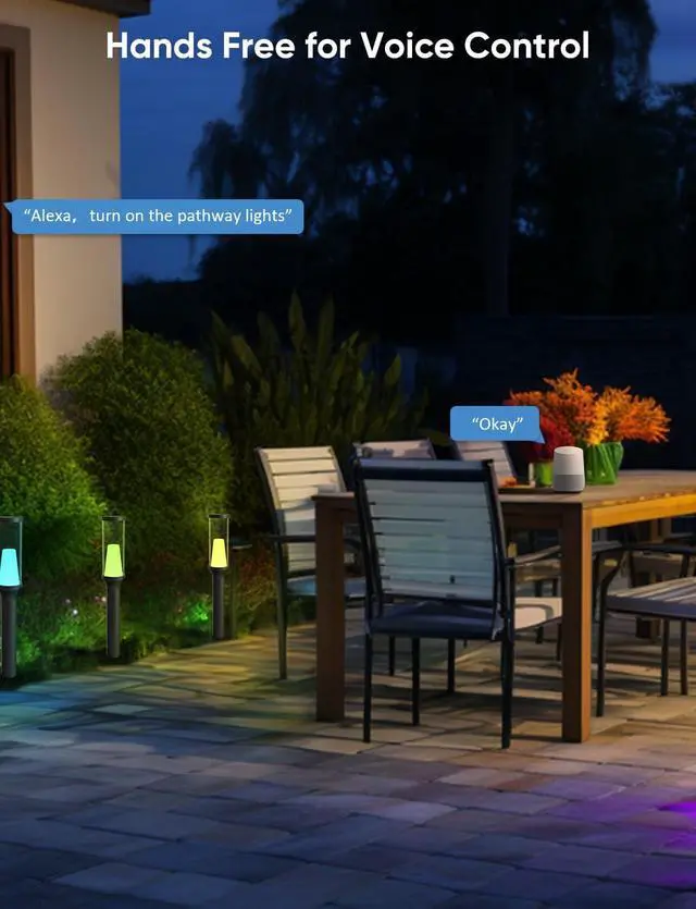 Alt view image 4 of 7 - APPECK Pathway Lights Outdoor 800LM, RGBCW Low Voltage Landscape Lighting, Smart APP and Alexa Control, IP65 Waterproof, Color Changing Walkway Lights for Garden, Yard, Patio, Christmas, 4 Pack