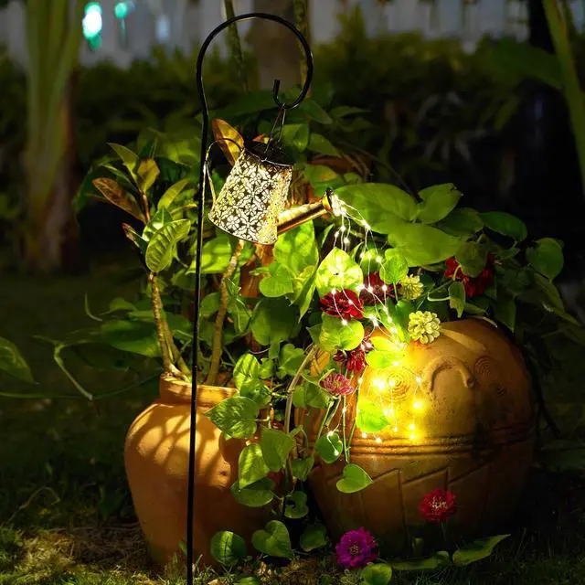 Alt view image 2 of 6 - Solar Watering Can Lights with Cascading Lights,Solar Lantern Light Outdoor,Large Hanging Solar Powered Lantern Outdoor,Garden Porch Patio Yard Decor,Gardening Gifts for Women