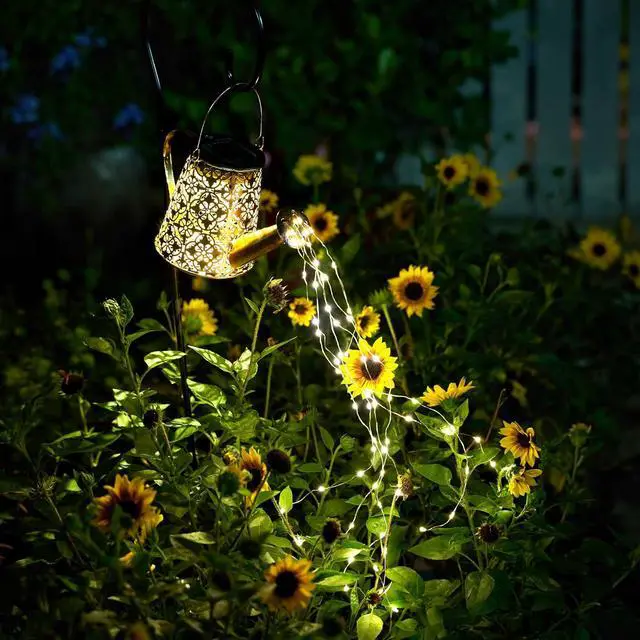 Alt view image 5 of 6 - Solar Watering Can Lights with Cascading Lights,Solar Lantern Light Outdoor,Large Hanging Solar Powered Lantern Outdoor,Garden Porch Patio Yard Decor,Gardening Gifts for Women