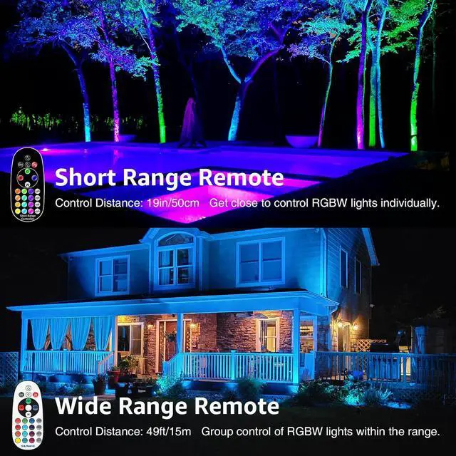 Alt view image 3 of 7 - SUNVIE 12 Pack RGBW Color Changing Landscape Lights with 300W Low Voltage Landscape Transformer 12-24V LED Landscape Lighting Kit Waterproof Multicolor Spotlights for Christmas House Yard Tree Garden