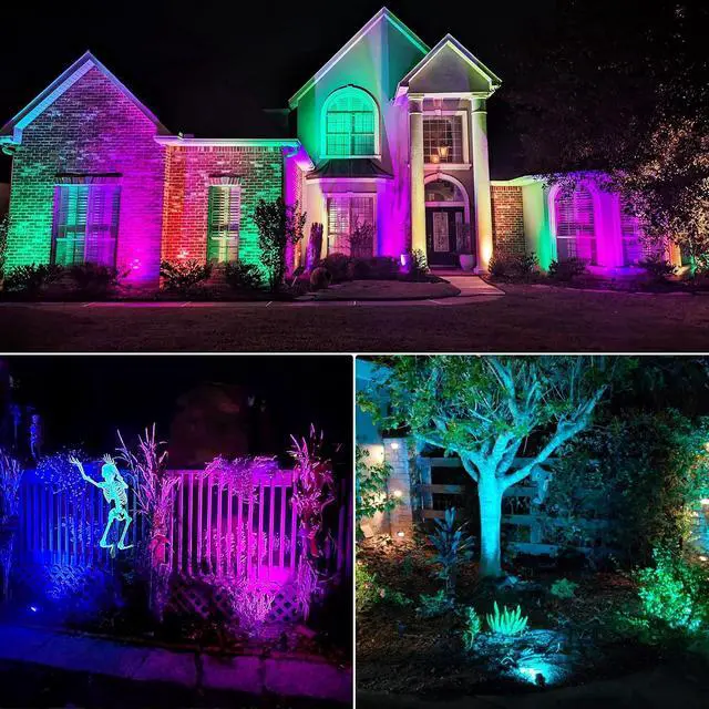 Alt view image 6 of 7 - SUNVIE 12 Pack RGBW Color Changing Landscape Lights with 300W Low Voltage Landscape Transformer 12-24V LED Landscape Lighting Kit Waterproof Multicolor Spotlights for Christmas House Yard Tree Garden