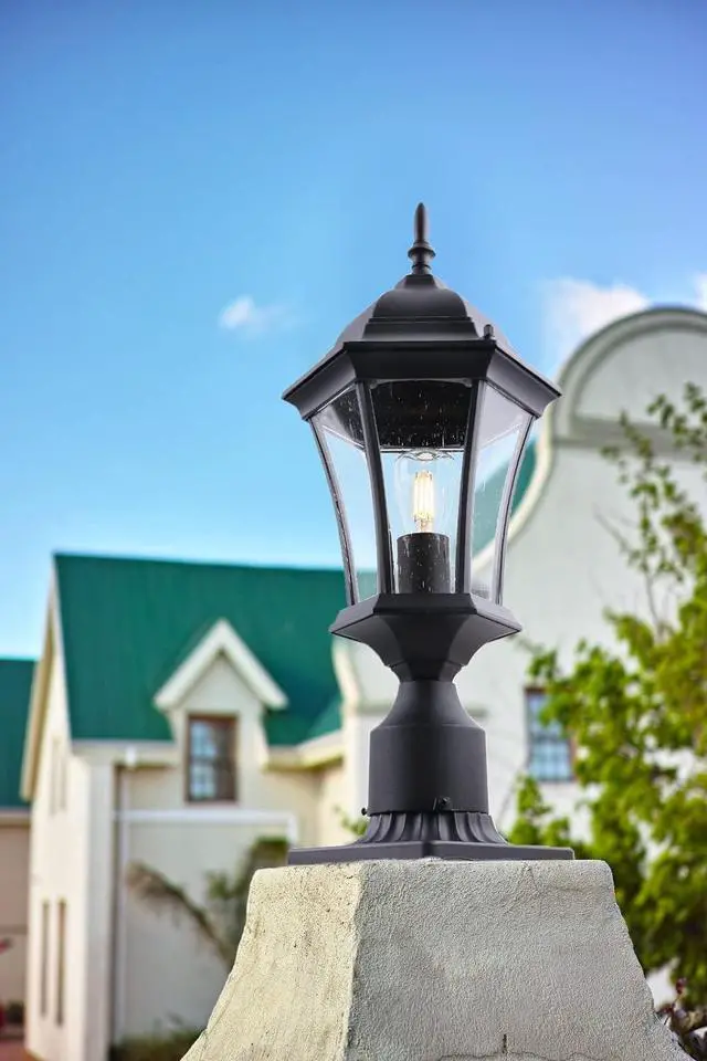 Alt view image 2 of 7 - 24in Large Outdoor Post Lights Aluminum Exterior Lamp Post Mount Lighting with Seeded Glass, Black Outside Gate Post Light Fixture Garden Hardwired Pole Lantern with 3'' Pole Base, 2 Pack